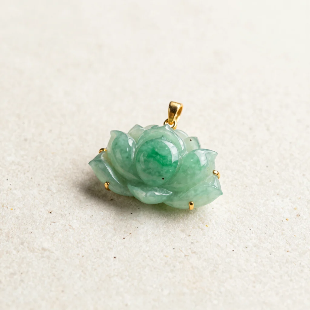 Lotus Blossom Icy Jade Pendant