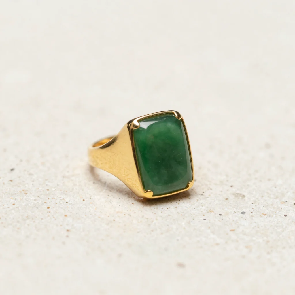 Bamboo Breeze Jade Signet Ring